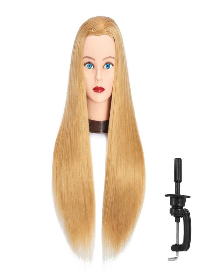 Headfix 26"-28" Long Hair Mannequin Head Synthetic Fiber Hair Hairdresser Practice Styling Training Head Cosmetology Manikin Doll Head with Clamp (6F1919W2720) - Image 1